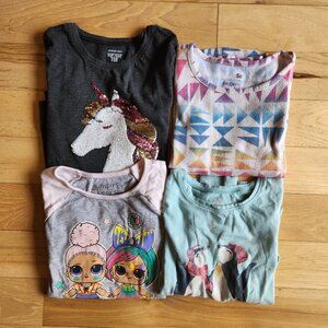 Bundle of 4 Girls Long Sleeve Graphic Tees - Size 6/6X